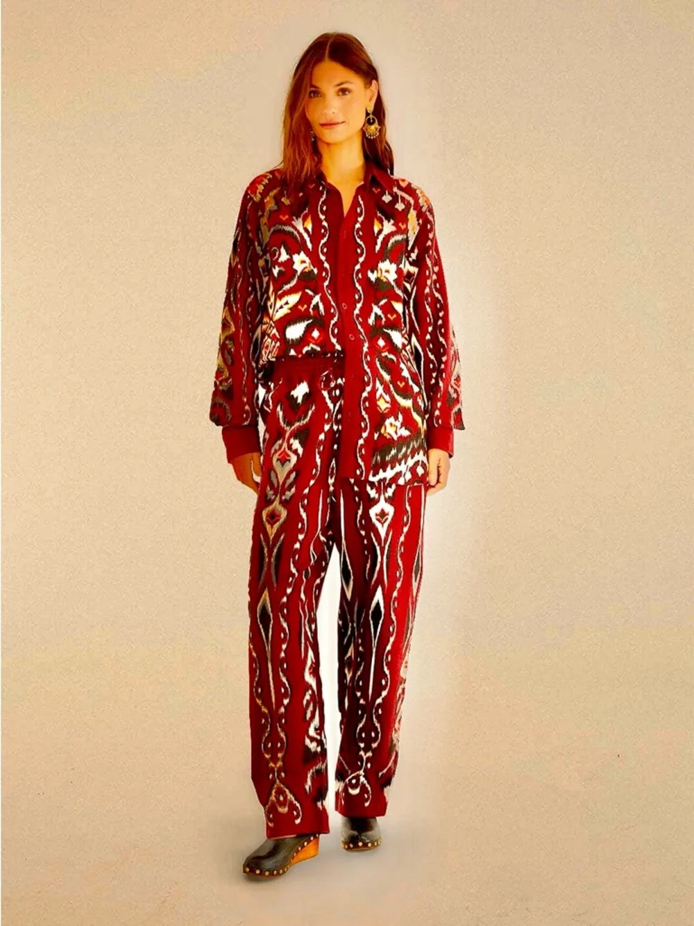 FARM Rio Red Ainika Pineapple Ikat Pants Size XS NWT